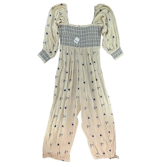 FREE PEOPLE Embroidered DAHLIA Jumpsuit Large New - Picture 3 of 11